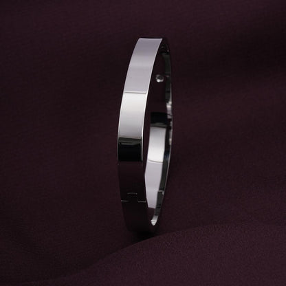 Plain Silver Cubic Bangle Bracelet