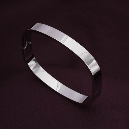 Plain Silver Cubic Bangle Bracelet
