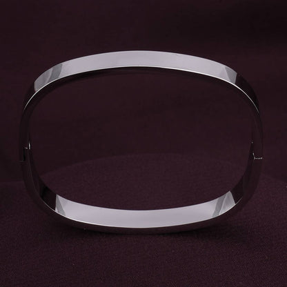 Plain Silver Cubic Bangle Bracelet