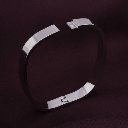 Plain Silver Cubic Bangle Bracelet