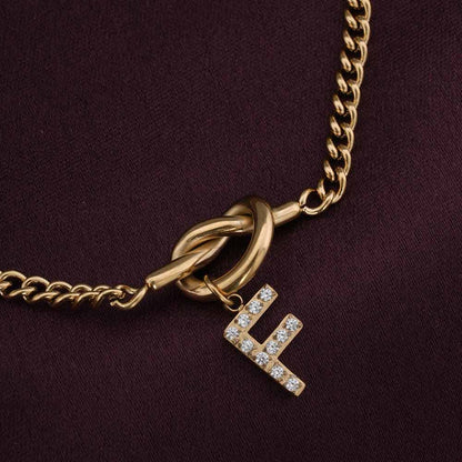 Gold Initial "F" Toggle Bracelet