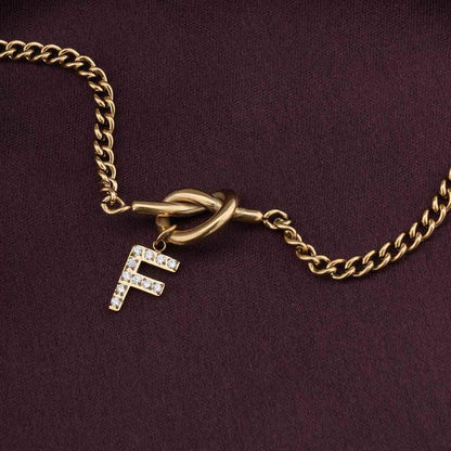 Gold Initial "F" Toggle Bracelet