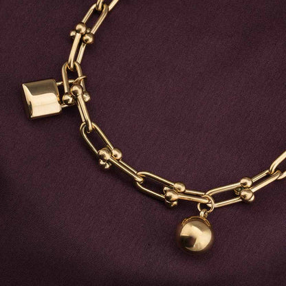 Gold Novelty Charm Link Bracelet