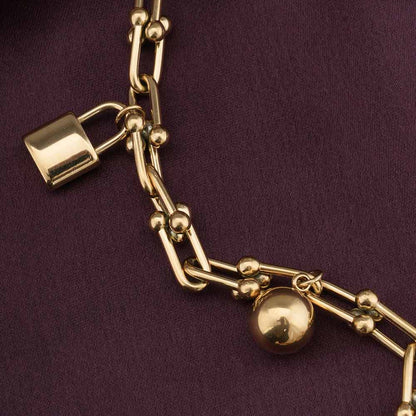Gold Novelty Charm Link Bracelet