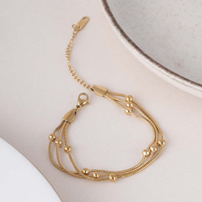 Gold Chain Bracelet with Beads