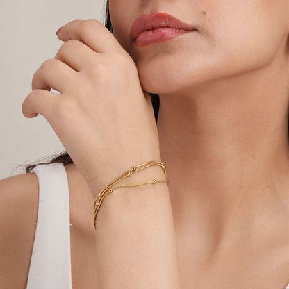 Gold Chain Bracelet with Beads