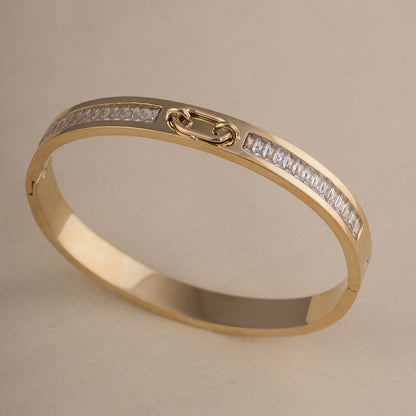 Gold Hinged Bangle Bracelet