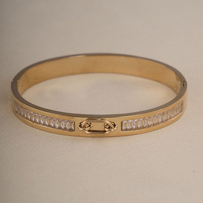 Gold Hinged Bangle Bracelet
