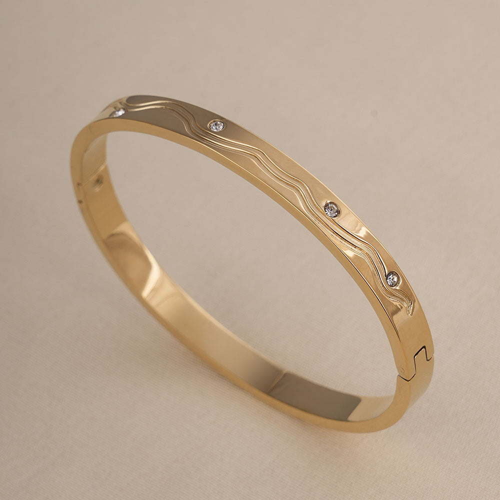 Stone Accented Gold Bangle Bracelet