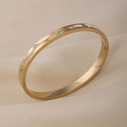 Stone Accented Gold Bangle Bracelet