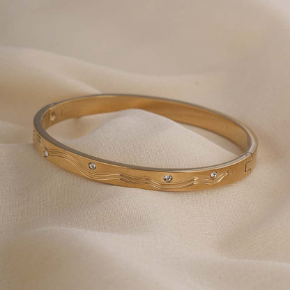 Stone Accented Gold Bangle Bracelet