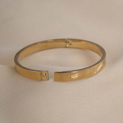 Stone Accented Gold Bangle Bracelet