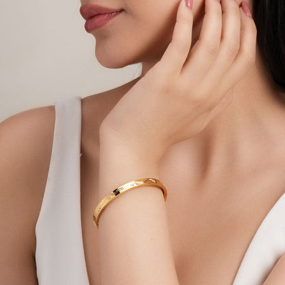 Stone Accented Gold Bangle Bracelet