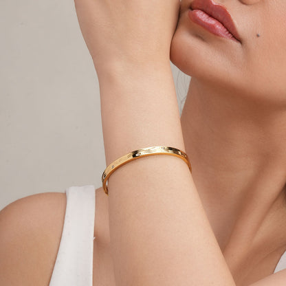 Stone Accented Gold Bangle Bracelet