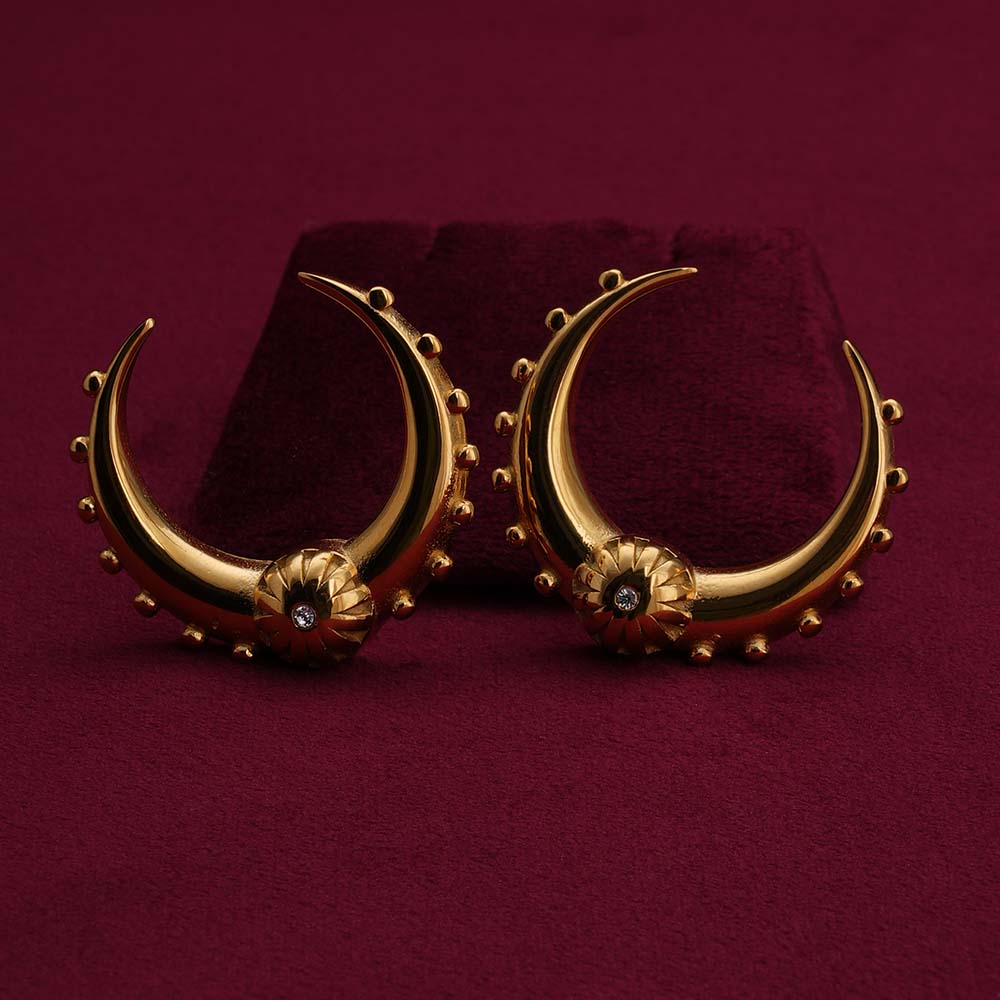 Crescent Moon Charms Stud Earrings