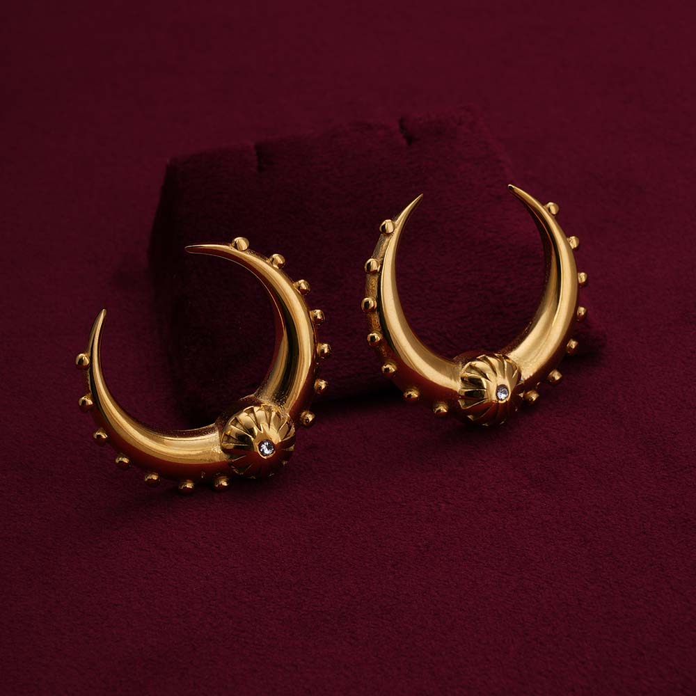 Crescent Moon Charms Stud Earrings