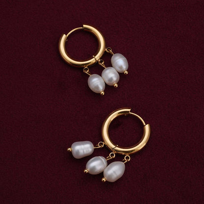 Simple Pearl Hoop Earrings