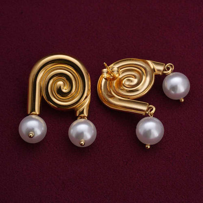 Smooth Conch Imitation Pearl Drop Earrings