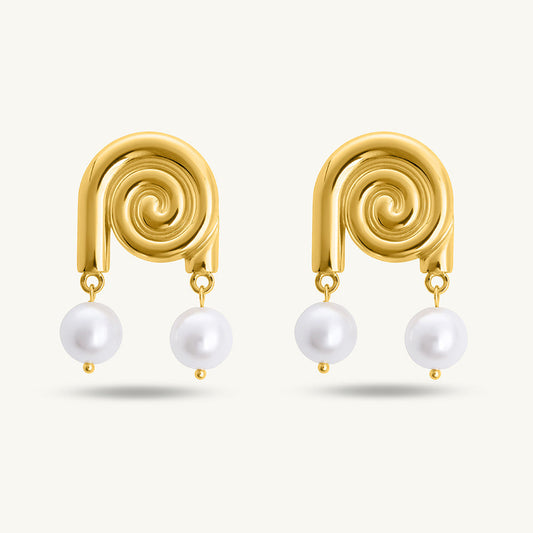 Smooth Conch Imitation Pearl Drop Earrings