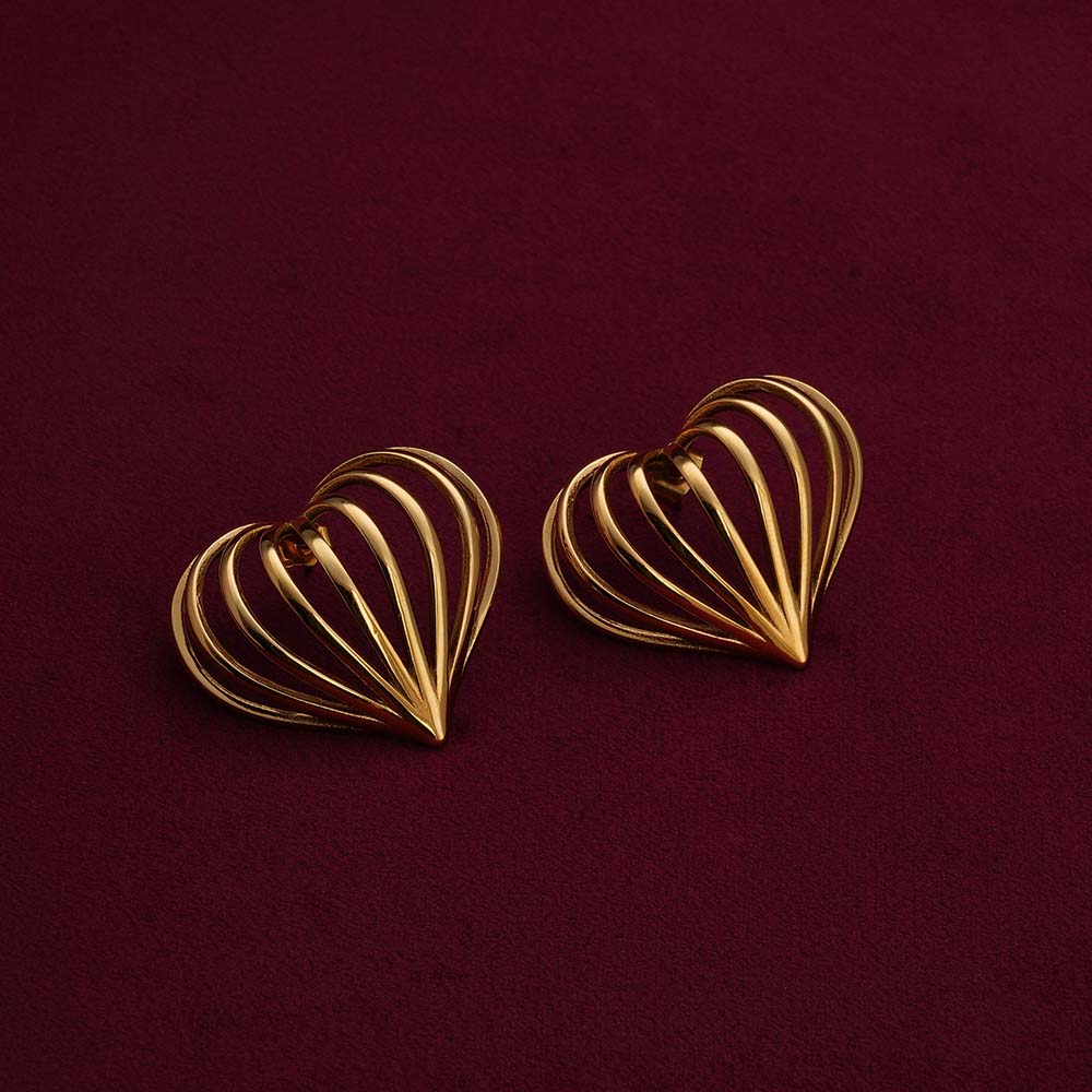 Simple Love Shaped Hollow Lines Stud Earrings