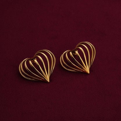 Simple Love Shaped Hollow Lines Stud Earrings