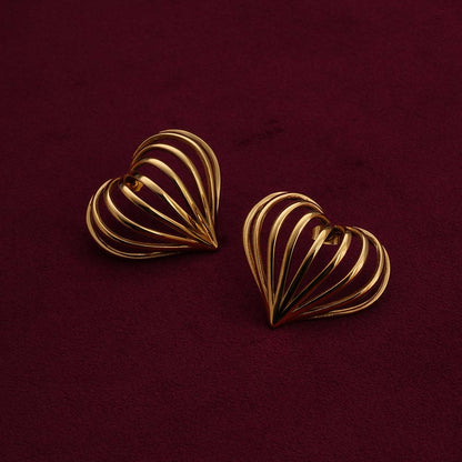 Simple Love Shaped Hollow Lines Stud Earrings