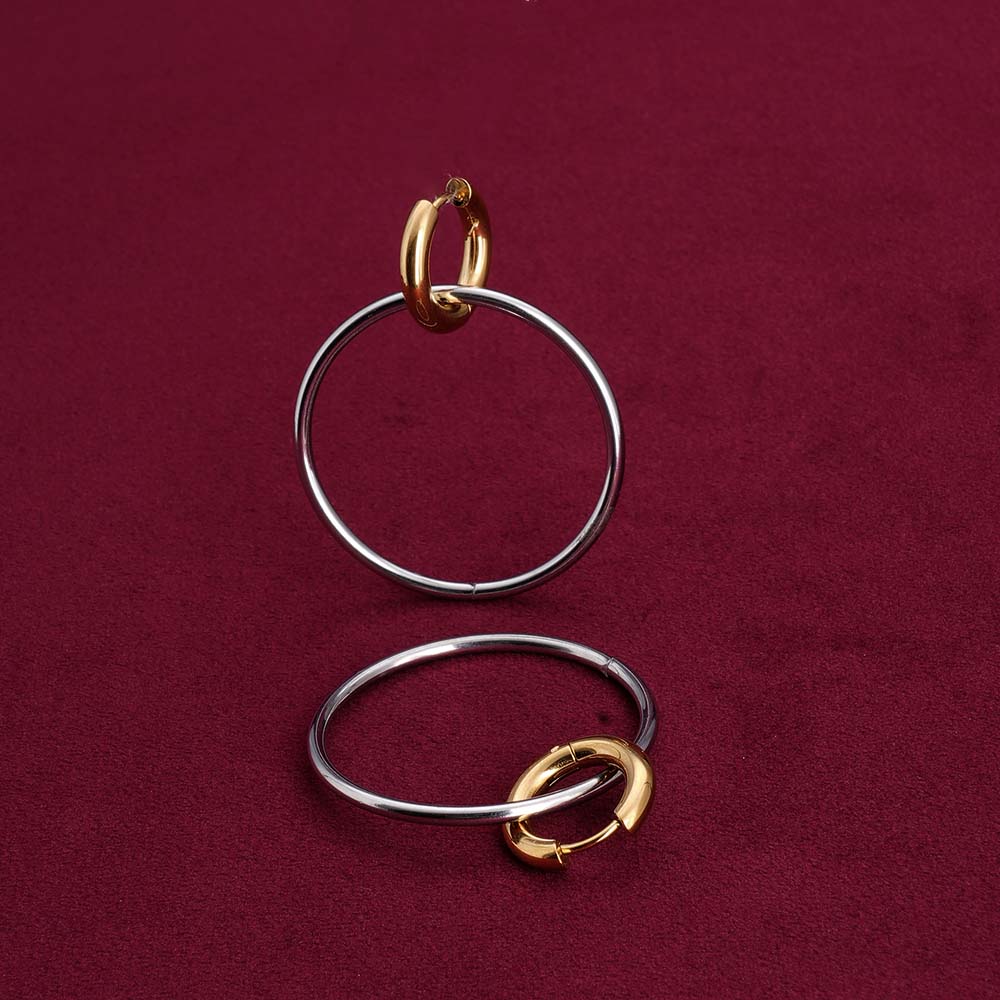 Double Hoop Earrings With Gold Accents