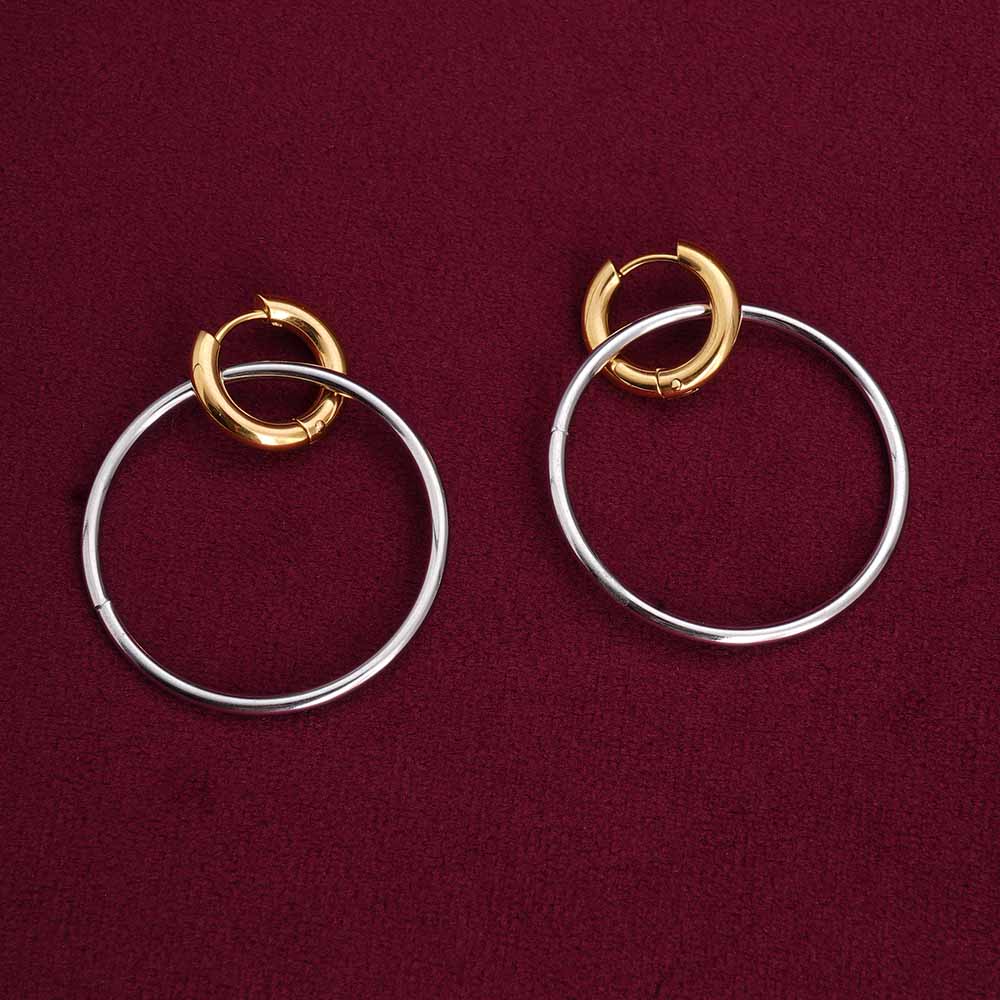 Double Hoop Earrings With Gold Accents
