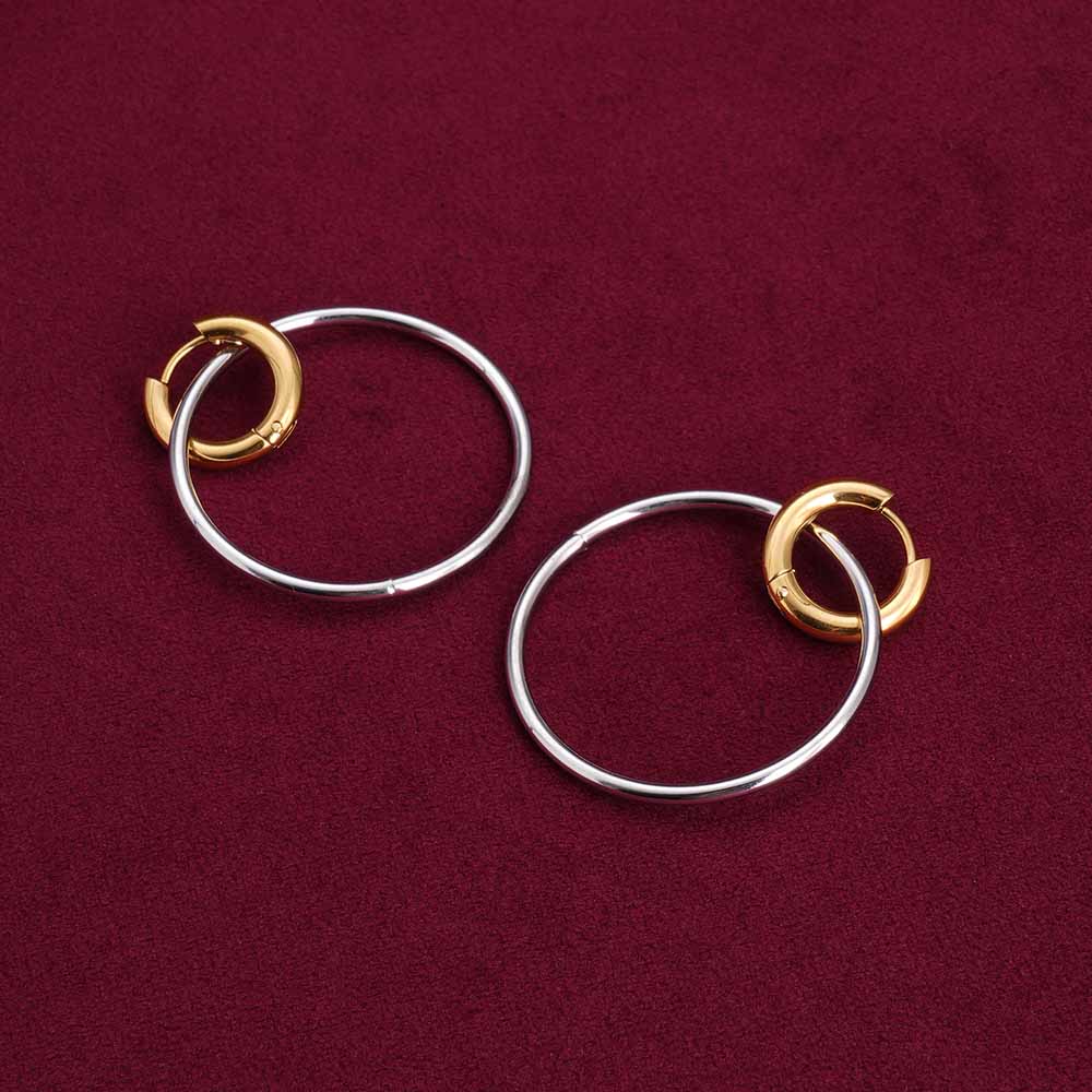 Double Hoop Earrings With Gold Accents