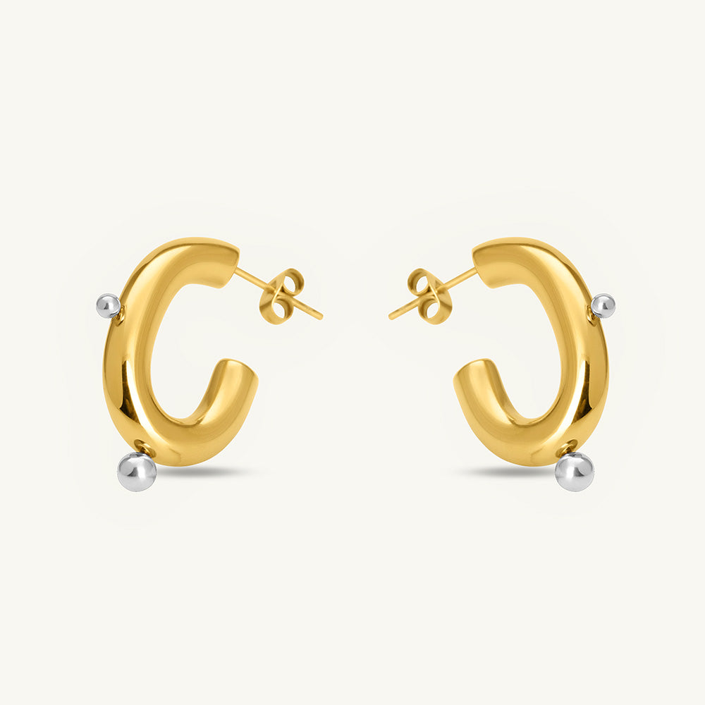 Chic Dual Tone Hoop Earrings