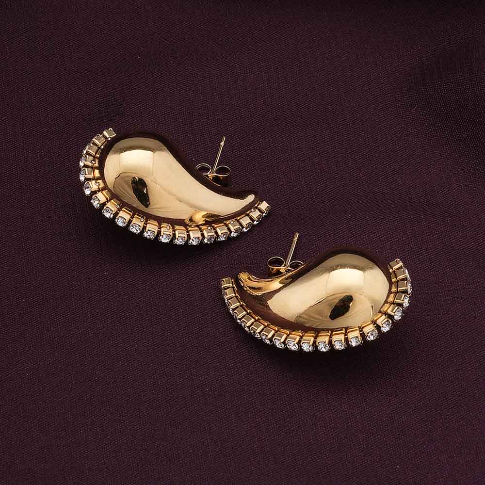 Dewdrop Delight Gold Stud Earrings