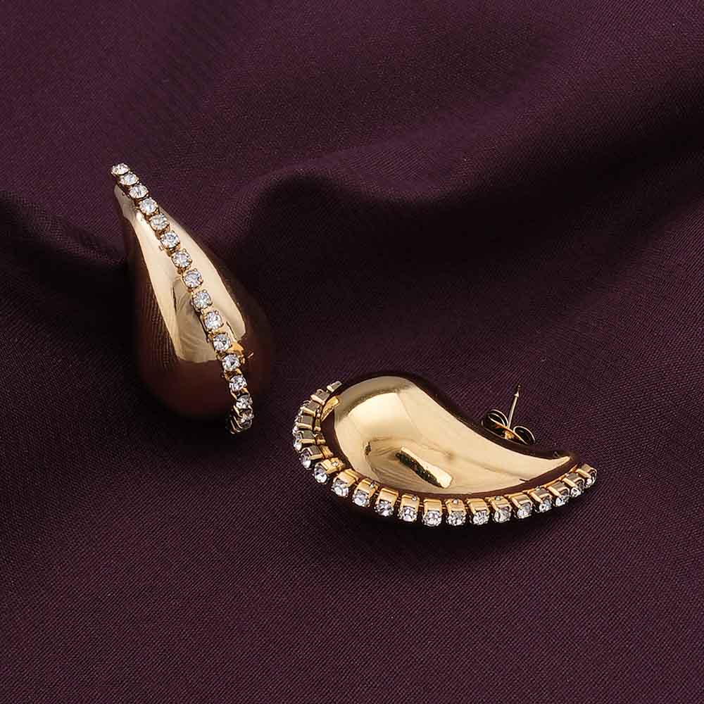 Dewdrop Delight Gold Stud Earrings