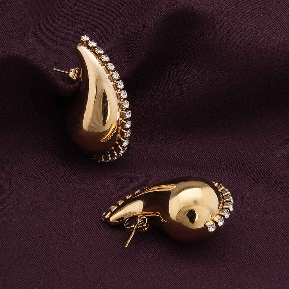 Dewdrop Delight Gold Stud Earrings