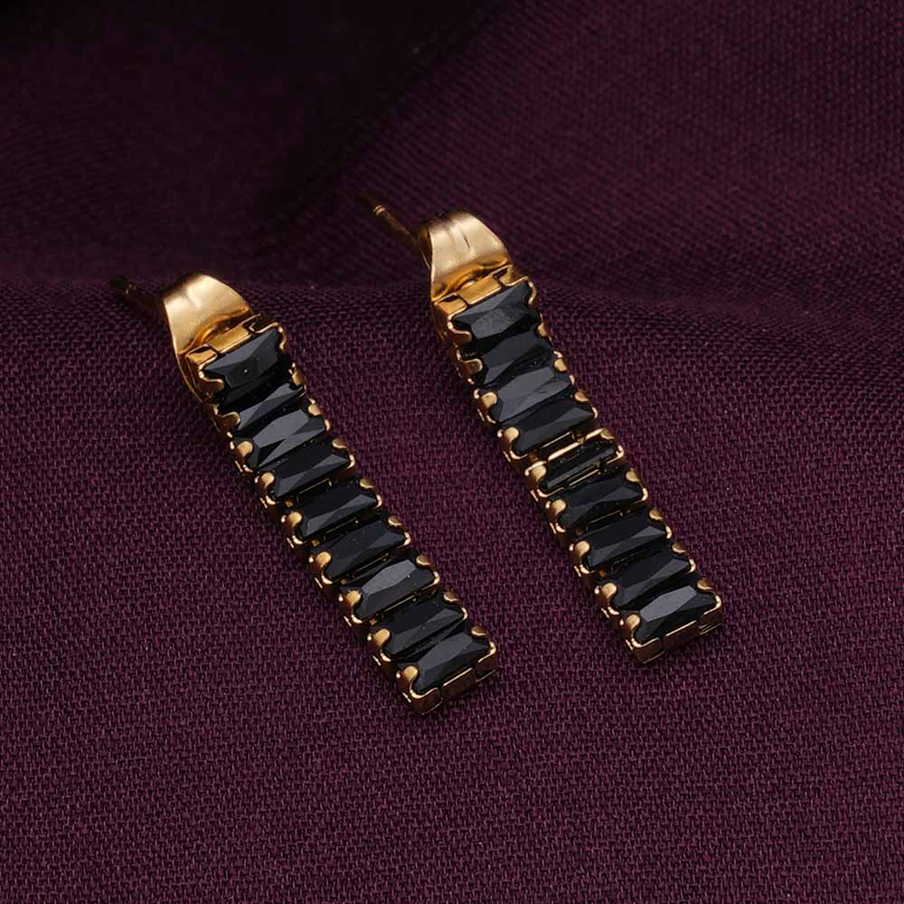 Black Emerald Drop Earring