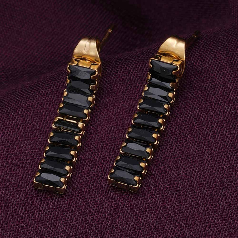 Black Emerald Drop Earring