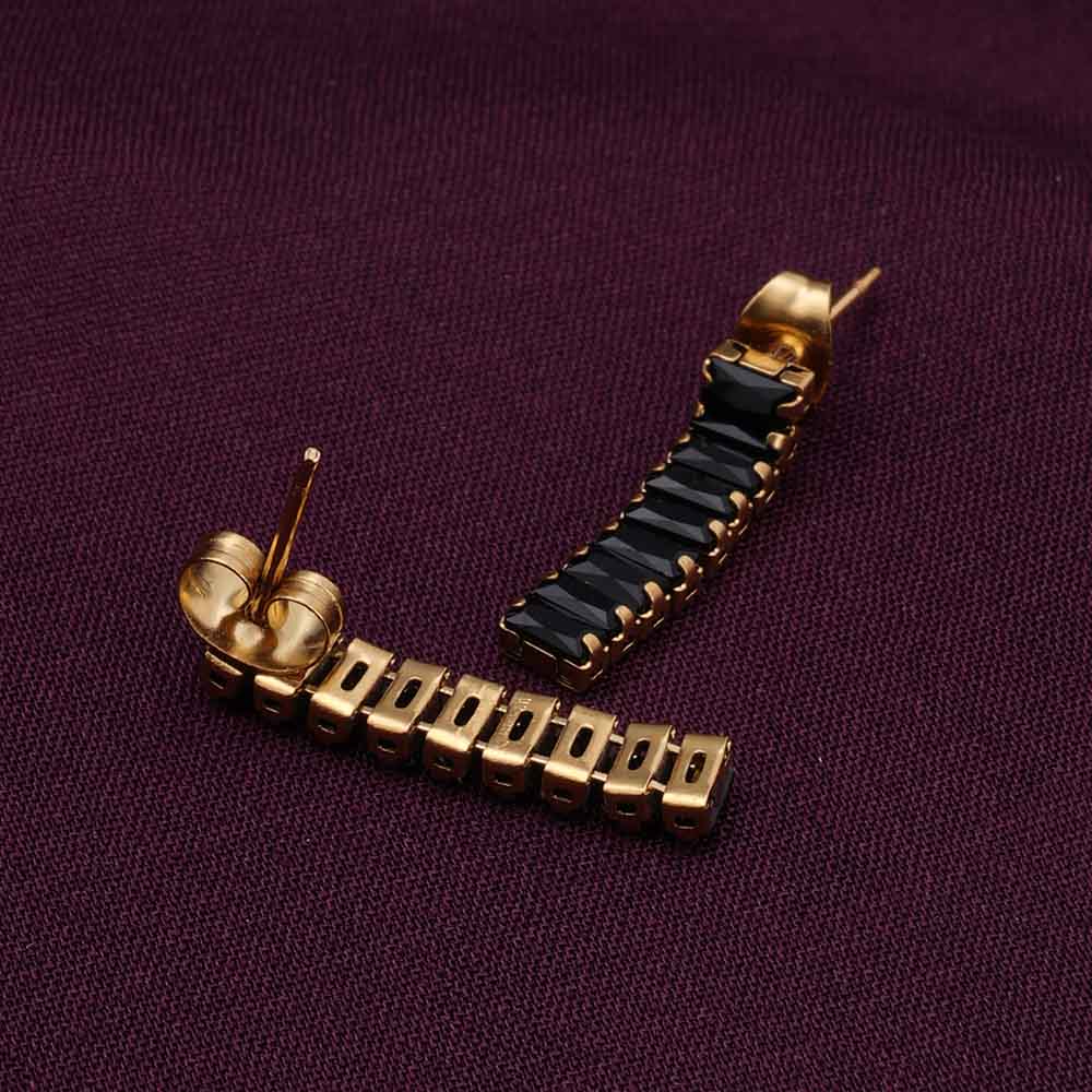 Black Emerald Drop Earring