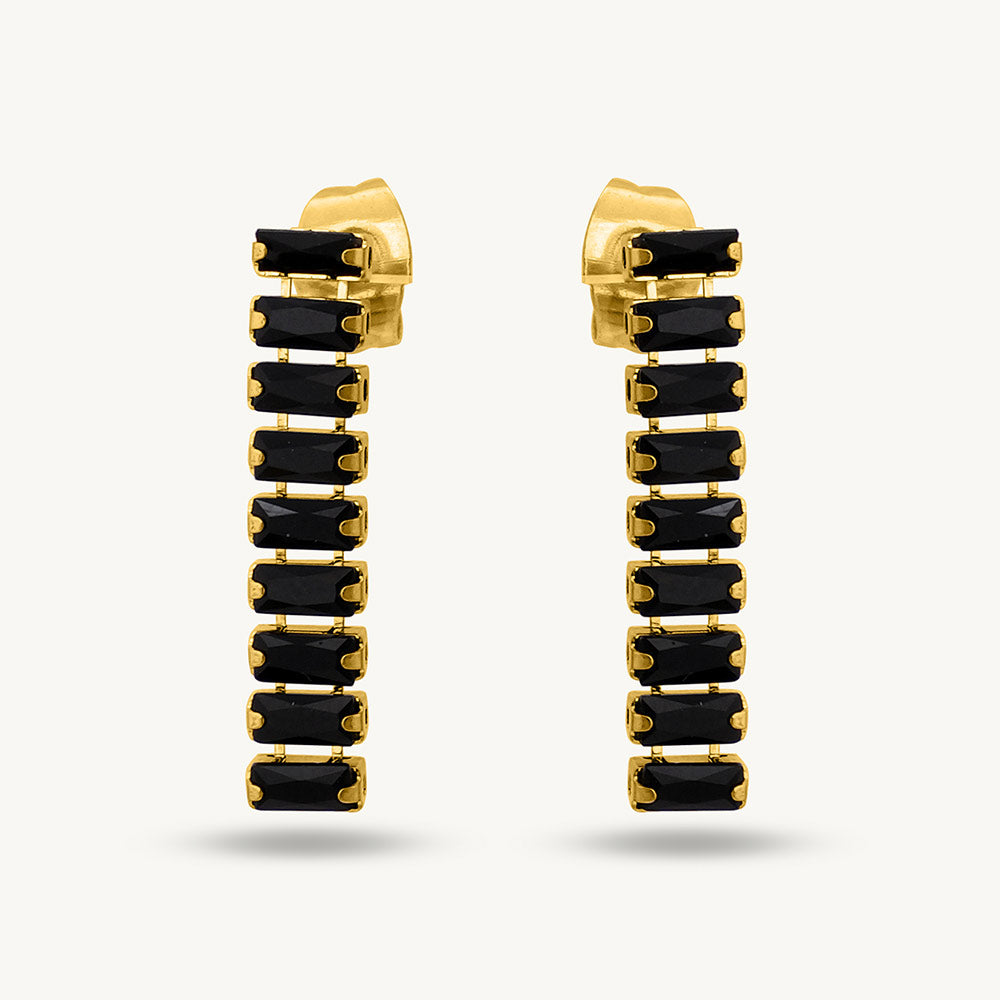 Black Emerald Drop Earring