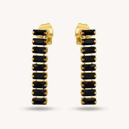 Black Emerald Drop Earring