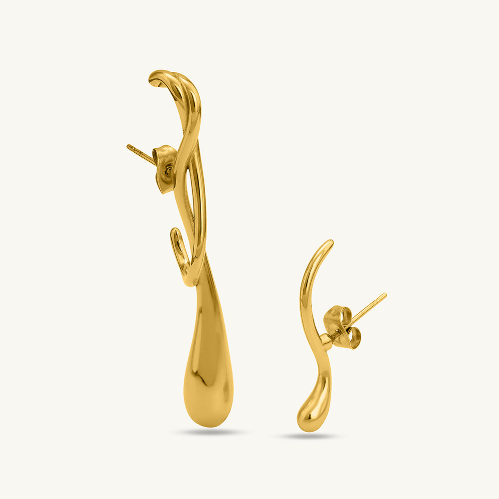 Dripping Fluid Gold Drop Earrings