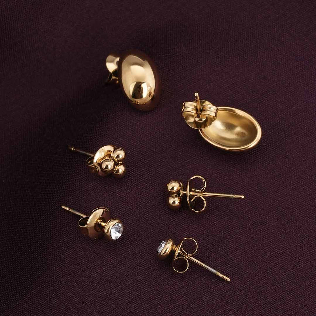 Gold Stud Earrings Set