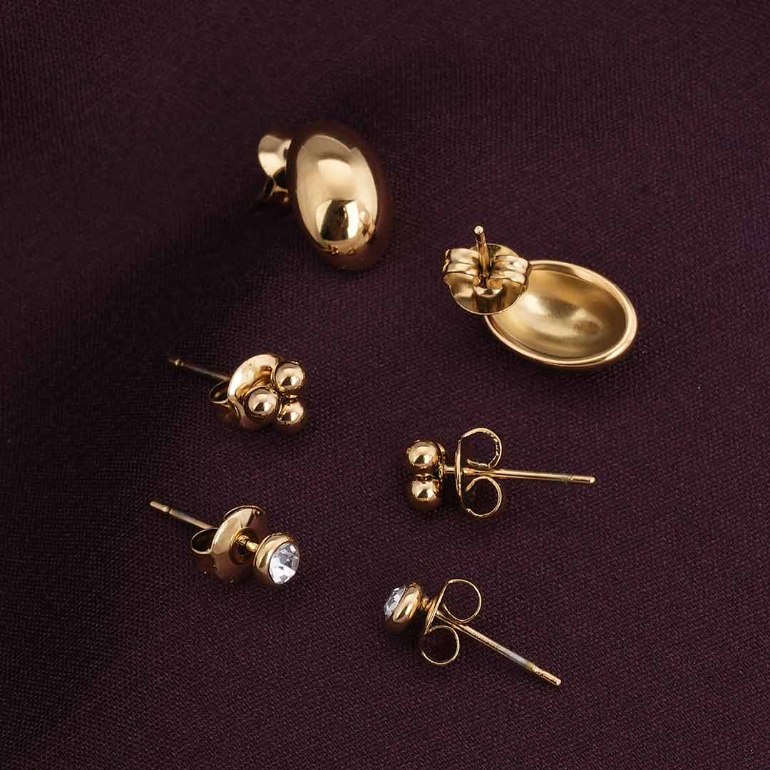 Gold Stud Earrings Set