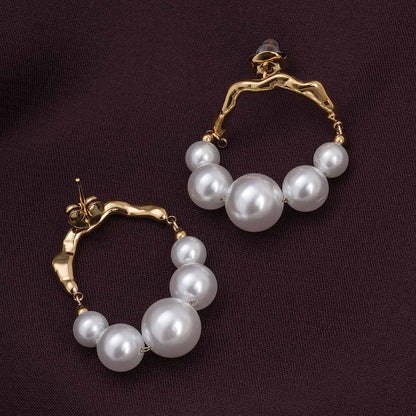 Timeless Pearl Gold Hoop Earrings