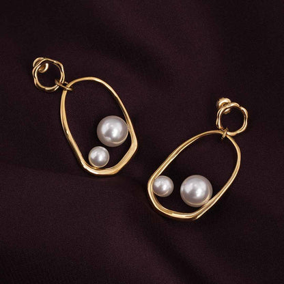 Golden Pearl Drop Earrings
