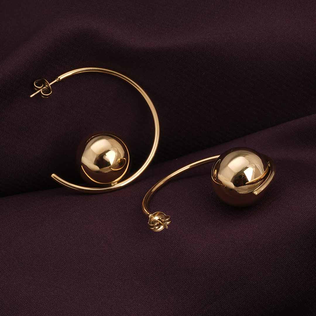 Ball Half Hoop Earrings