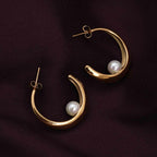 Dainty Simple Pearl Half Hoop Earrings