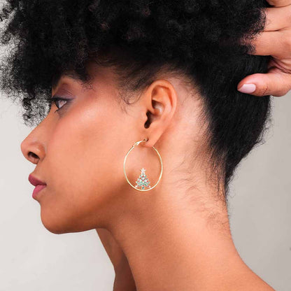 Christmas Tree Hoop Earrings
