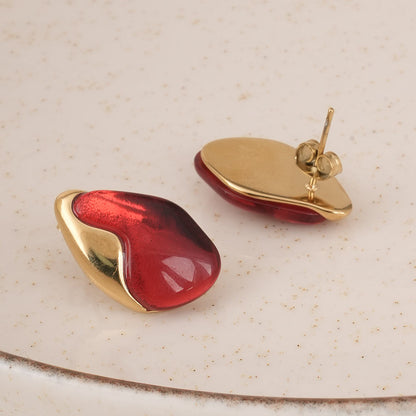 Red Carnelian Stud Earrings
