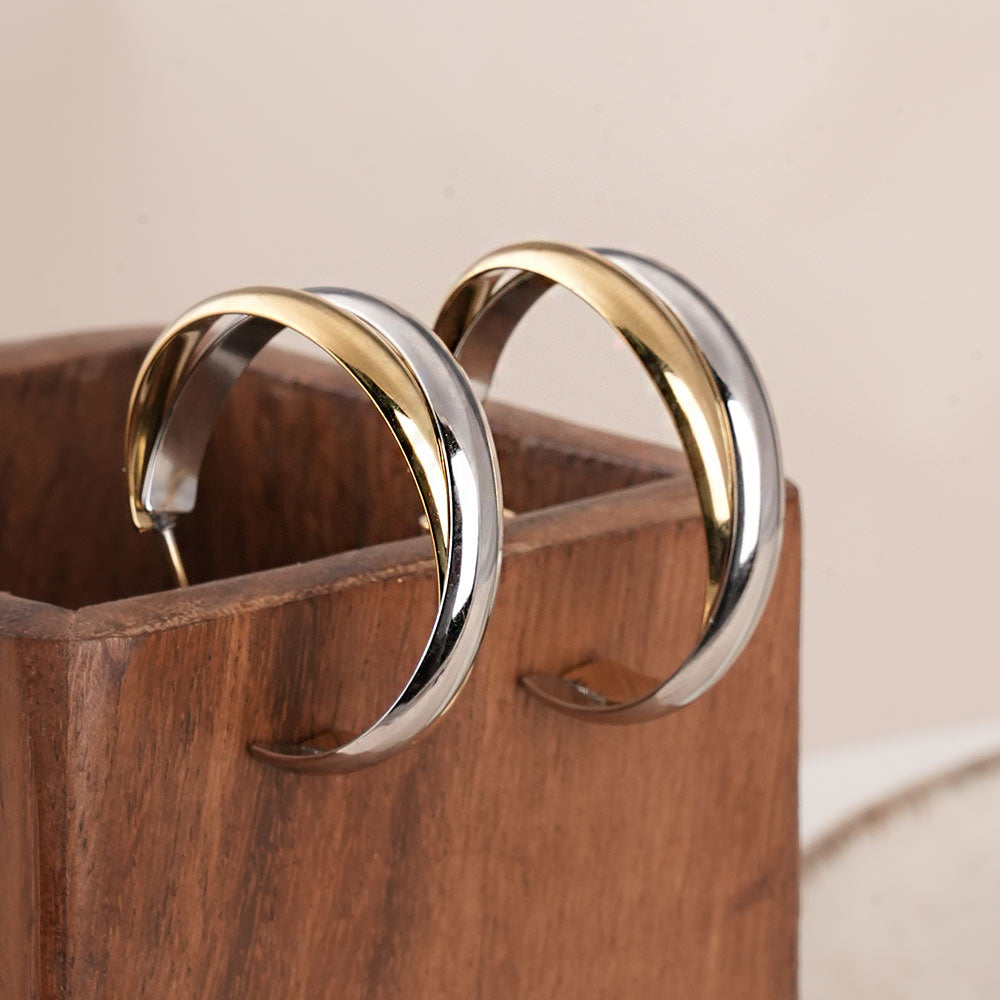 Double Layer C Hoop Earrings