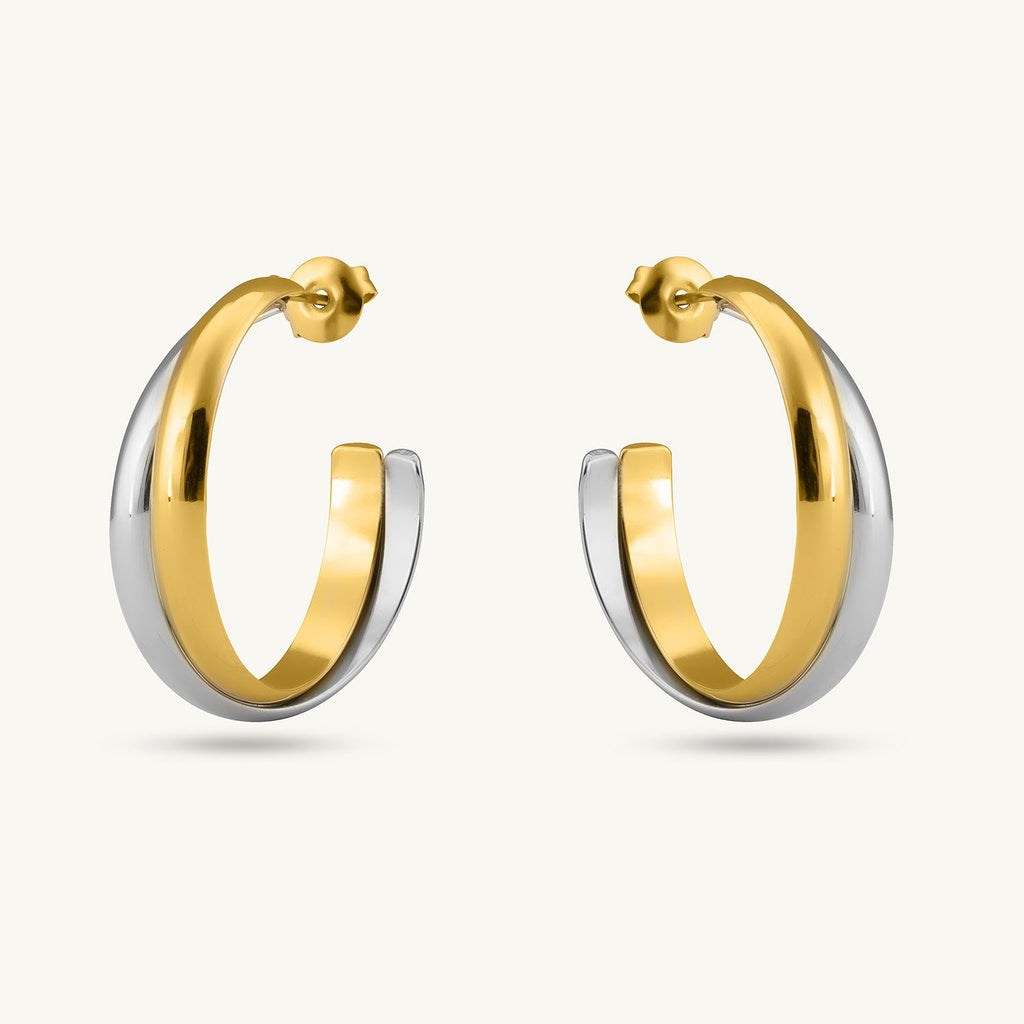 Double Layer C Hoop Earrings