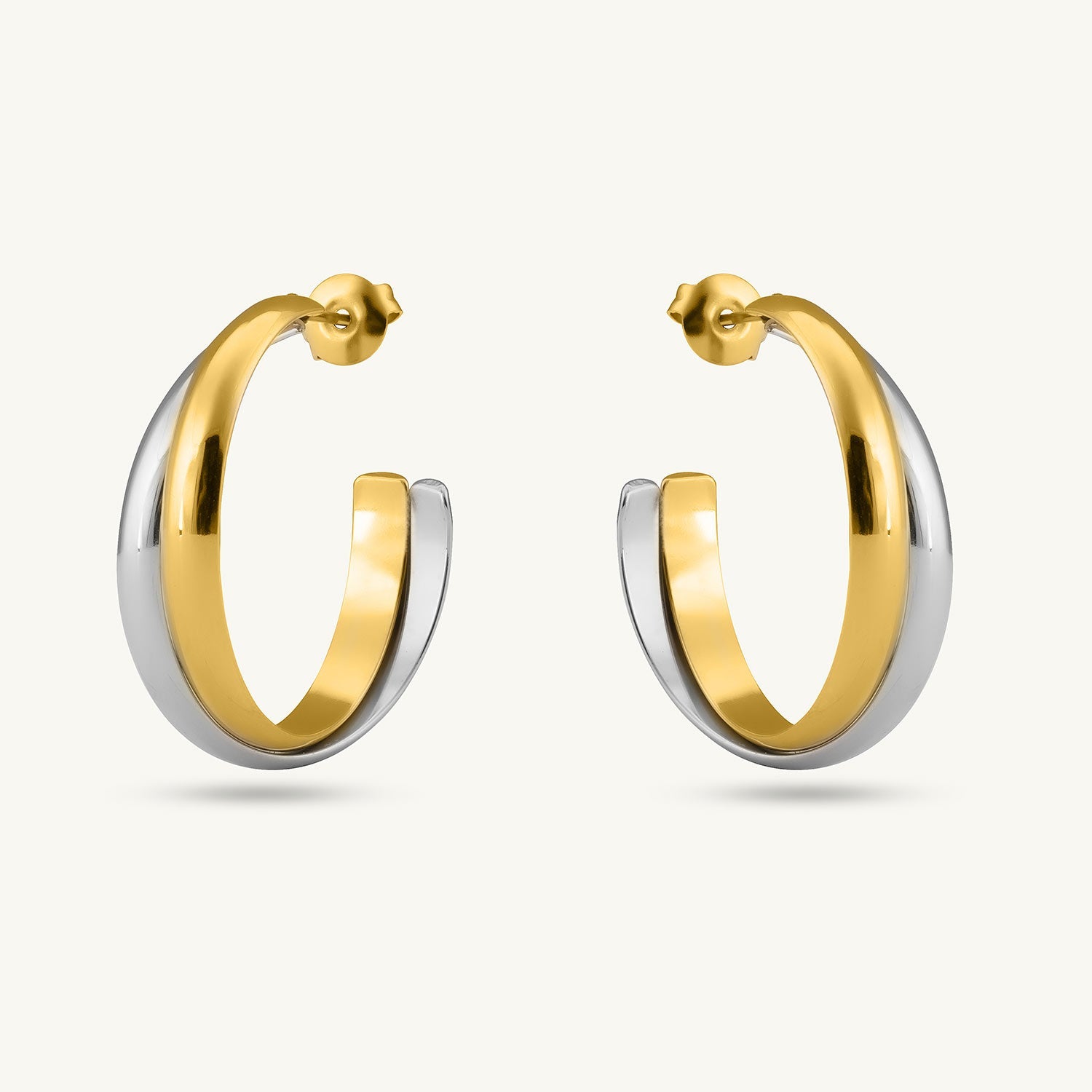 Double Layer C Hoop Earrings